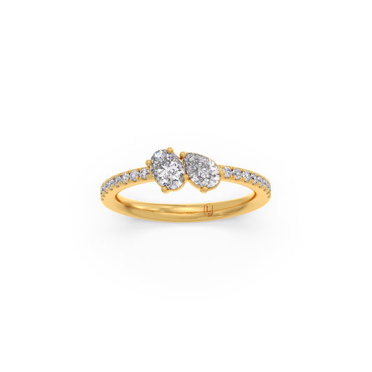 Pear and Oval Diamond with Side Round Diamonds Ring Pear and Oval Diamond with Side Round Diamonds Ring