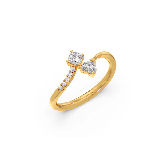 Cushion, Heart & Round Cut Diamond Toi et Moi Ring Cushion, Heart & Round Cut Diamond Toi et Moi Ring - Yellow