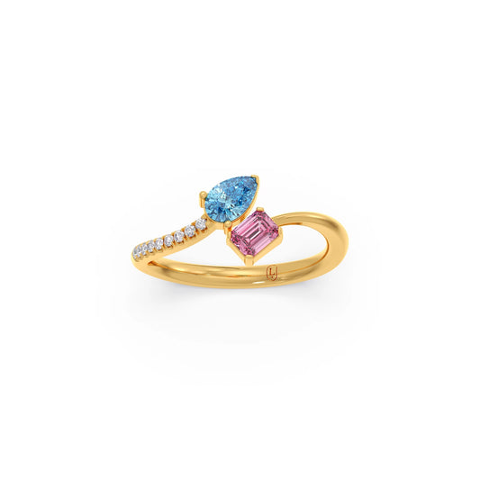 Blue and Pink Gemstone & Diamond Toi et Moi Ring Blue and Pink Gemstone & Diamond Toi et Moi Ring