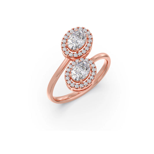 1.19ct Oval & Round Toi et Moi Ring 1.19ct Oval & Round Toi et Moi Ring - Rose