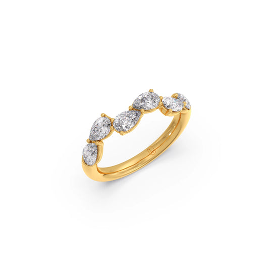 Pear Cut Diamond Half Eternity Ring Pear Cut Diamond Half Eternity Ring - Yellow
