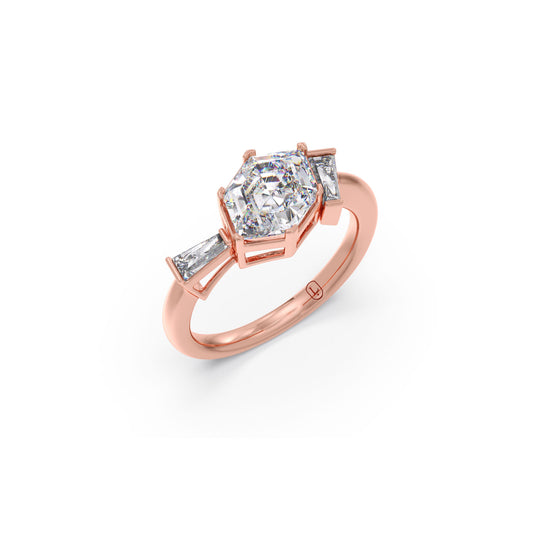 Hexa Baguette Trilogy Ring Hexa Baguette Trilogy Ring - Rose