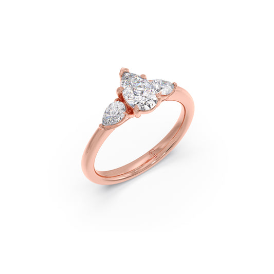 Modern Trio Pear Diamond Ring Modern Trio Pear Diamond Ring - Rose