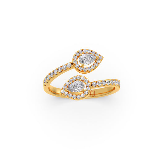 Twisted Lumina Round & Pear Diamond Ring Twisted Lumina Round & Pear Diamond Ring - Yellow