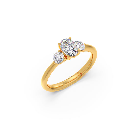 Oval & Round Cut Diamond Ring Oval & Round Cut Diamond Ring - Yellow