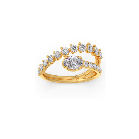 Bypass Oval Diamond Ring with Round Accents Bypass Oval Diamond Ring with Round Accents