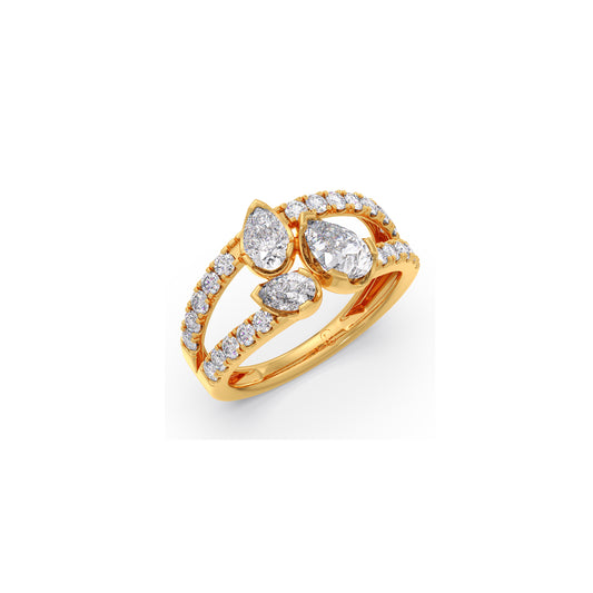 Multi-Pear Diamond Ring with Round Accents Multi-Pear Diamond Ring with Round Accents - Yellow