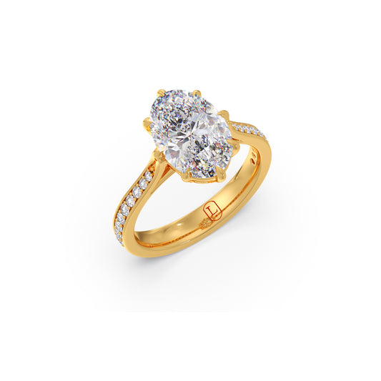 Oval Cut & Round Side Stone Diamond Ring Oval Cut & Round Side Stone Diamond Ring - Yellow