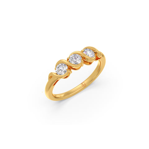 Three-Stone Round Diamond Wave Ring