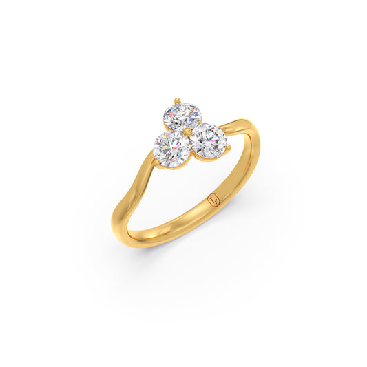 Tri-Cluster Round Diamond Ring Tri-Cluster Round Diamond Ring - Yellow