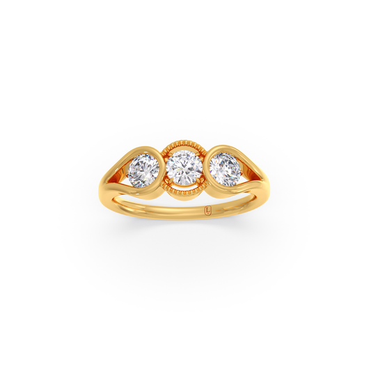 Three-Stone 0.91ct Round Diamond Ring Three-Stone 0.91ct Round Diamond Ring - Yellow