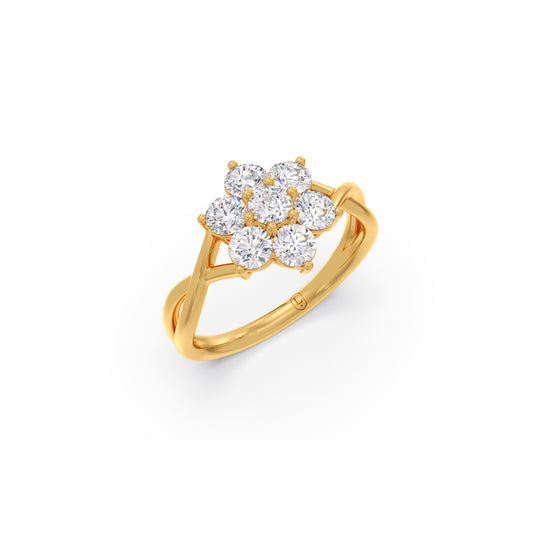 Round Diamond Rosette Ring Round Diamond Rosette Ring - Yellow