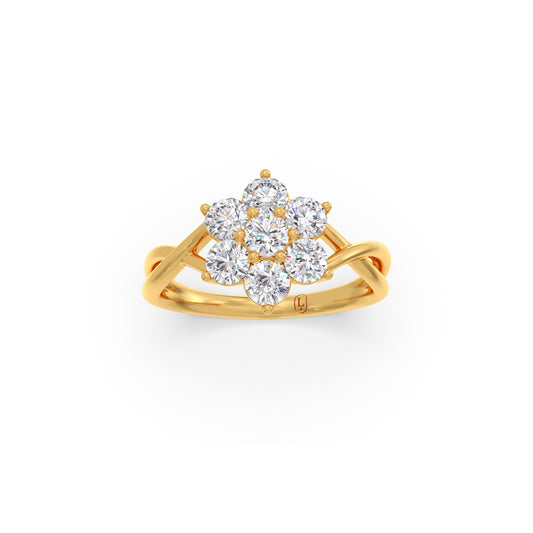 Round Diamond Rosette Ring Round Diamond Rosette Ring - Yellow