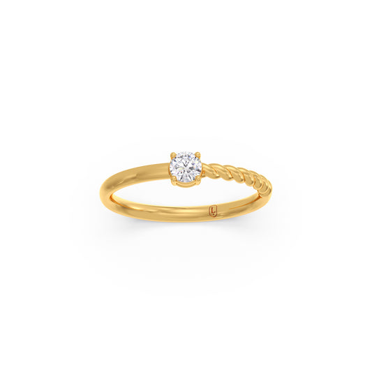 Round Solitaire Ring with Braided Detail Round Solitaire Ring with Braided Detail - Yellow