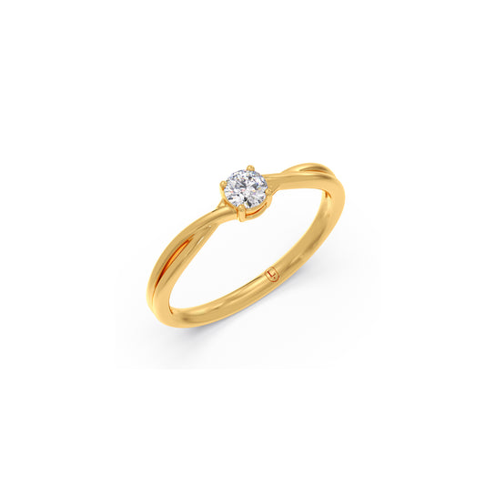 Round Diamond Solitaire Twist Ring Round Diamond Solitaire Twist Ring - Yellow