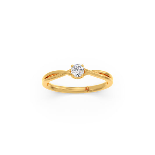 Round Diamond Solitaire Twist Ring Round Diamond Solitaire Twist Ring - Yellow