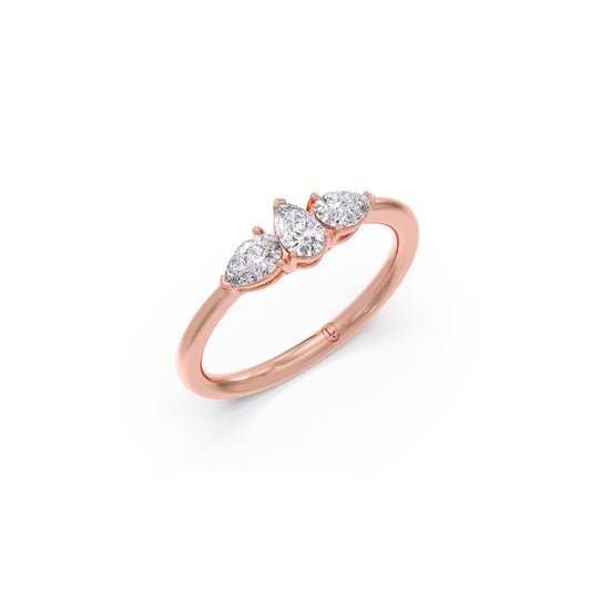 Pear Diamond Three-Stone Ring Pear Diamond Three-Stone Ring - Rose