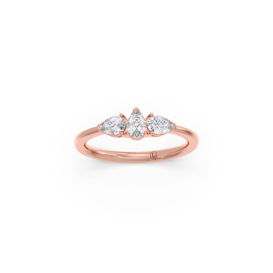 Pear Diamond Three-Stone Ring Pear Diamond Three-Stone Ring - Rose