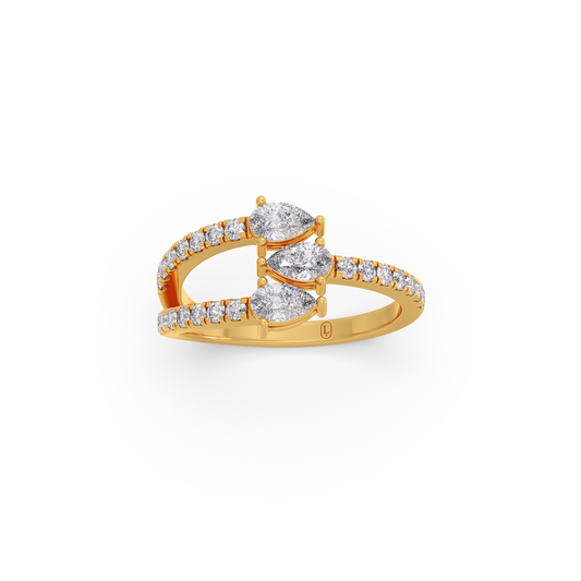 Split Band Pear Cluster Diamond Ring Split Band Pear Cluster Diamond Ring - Yellow