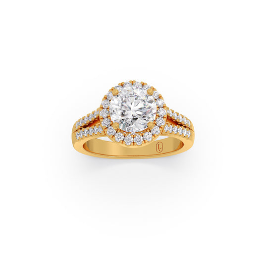 Round Halo Split Diamond Ring Round Halo Split Diamond Ring