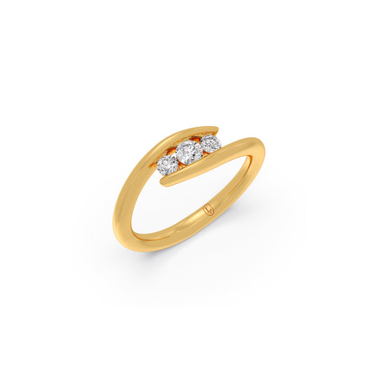 Three Diamond Channel Setting Ring Three Diamond Channel Setting Ring - Yellow