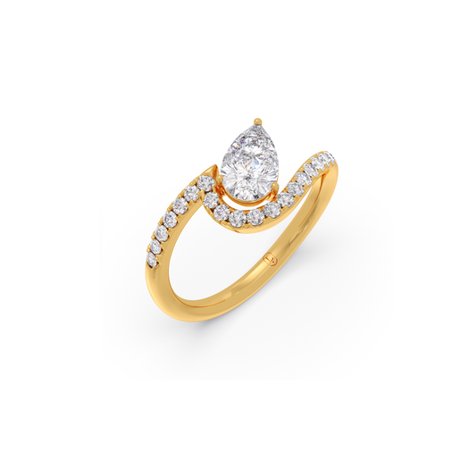 0.75 cts Pear Solitaire and Round Diamond Eternal Curve Ring 0.75 cts Pear Solitaire and Round Diamond Eternal Curve Ring - Yellow