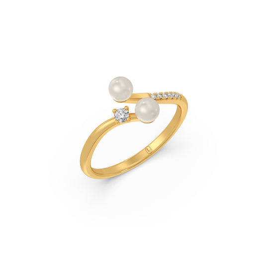 Duo Pearl Diamond Ring Duo Pearl Diamond Ring - Yellow
