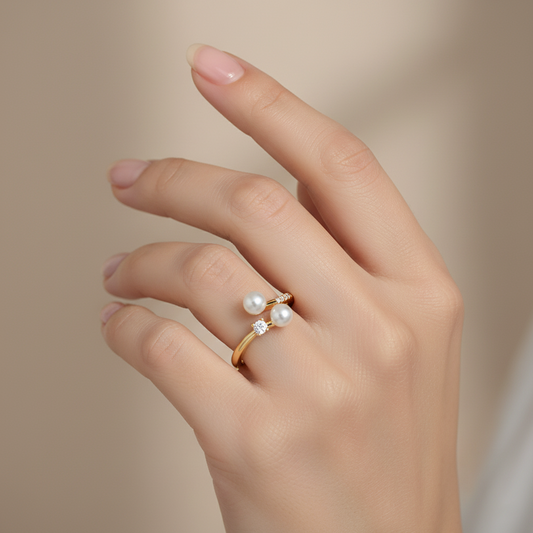 Duo Pearl Diamond Ring Duo Pearl Diamond Ring