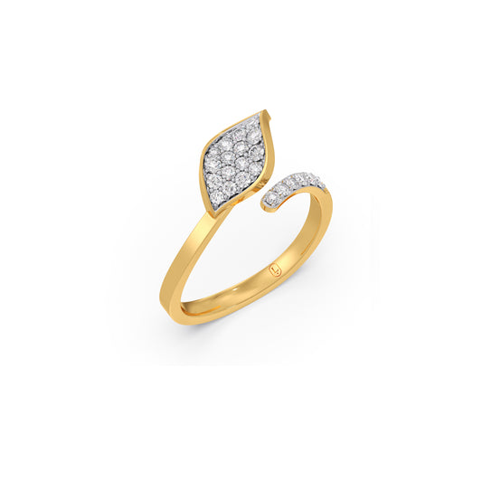 Aura Leaf Diamond Bypass Ring Aura Leaf Diamond Bypass Ring - Yellow
