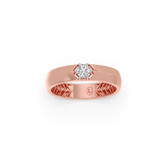Golden Solitaire Diamond Mens Ring Golden Solitaire Diamond Mens Ring - Rose