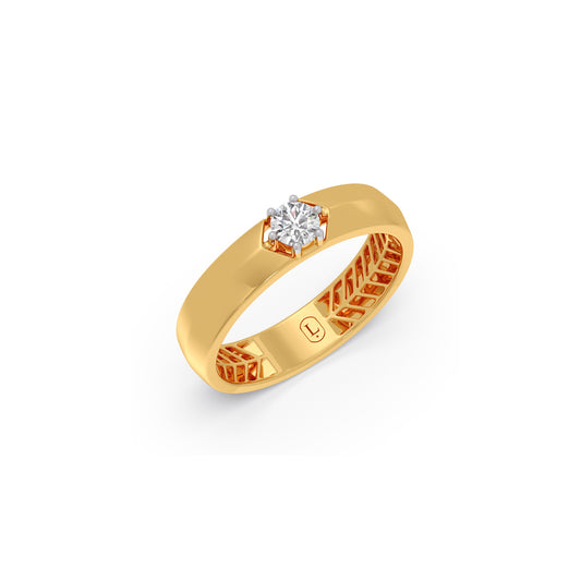 Golden Solitaire Diamond Mens Ring Golden Solitaire Diamond Mens Ring - Yellow