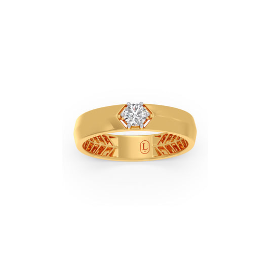 Golden Solitaire Diamond Mens Ring Golden Solitaire Diamond Mens Ring - Yellow