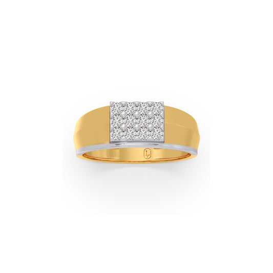Rectangular Cluster Diamond Mens Ring Rectangular Cluster Diamond Mens Ring - Yellow