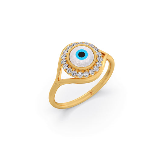 Evil Eye Teardrop Halo Diamond Ring Evil Eye Teardrop Halo Diamond Ring - Yellow