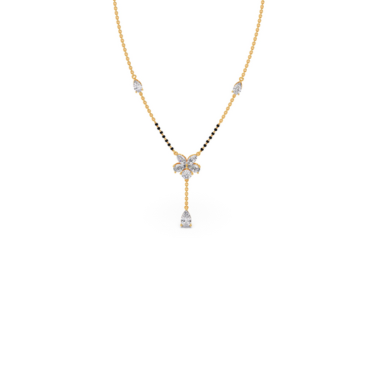 card-product Floral Diamond Drop Mangalsutra Necklace