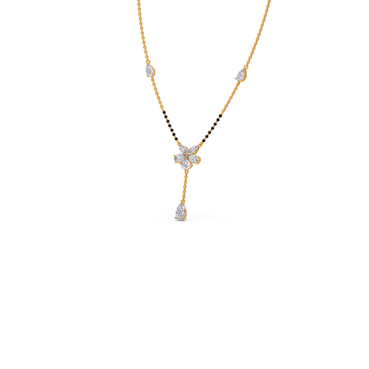 Floral Diamond Drop Mangalsutra Necklace Floral Diamond Drop Mangalsutra Necklace