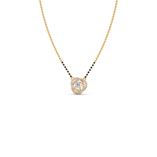 Swirl Halo Diamond Mangalsutra Necklace Swirl Halo Diamond Mangalsutra Necklace - Yellow