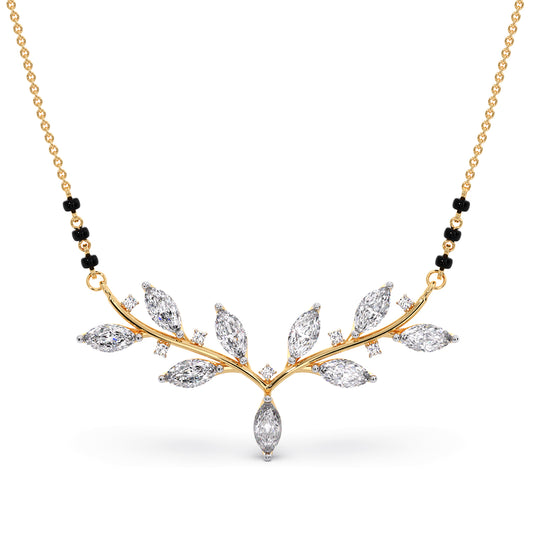 Marquise-Cut Diamond Leaf Mangalsutra Marquise-Cut Diamond Leaf Mangalsutra - Yellow
