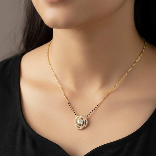 Swirl Halo Diamond Mangalsutra Necklace Swirl Halo Diamond Mangalsutra Necklace - MQ