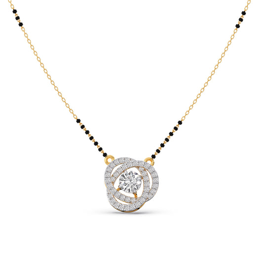 Swirl Halo Diamond Mangalsutra Necklace Swirl Halo Diamond Mangalsutra Necklace - Yellow