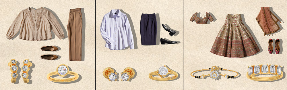 Collection of clothing and accessories on a beige background Collection of clothing and accessories on a beige background