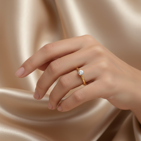 Ribbed Shoulder Round Solitaire Ring Ribbed Shoulder Round Solitaire Ring