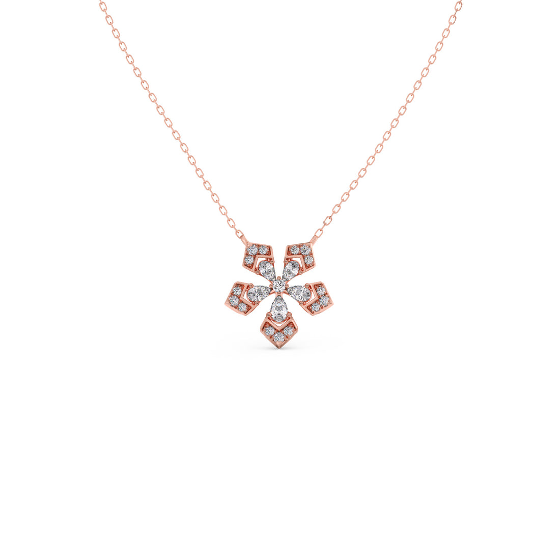 Serene Pear & Round Diamond Pendant Necklace