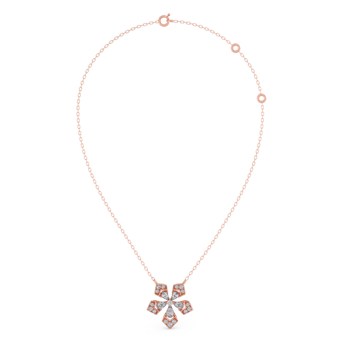 Serene Pear & Round Diamond Pendant Necklace
