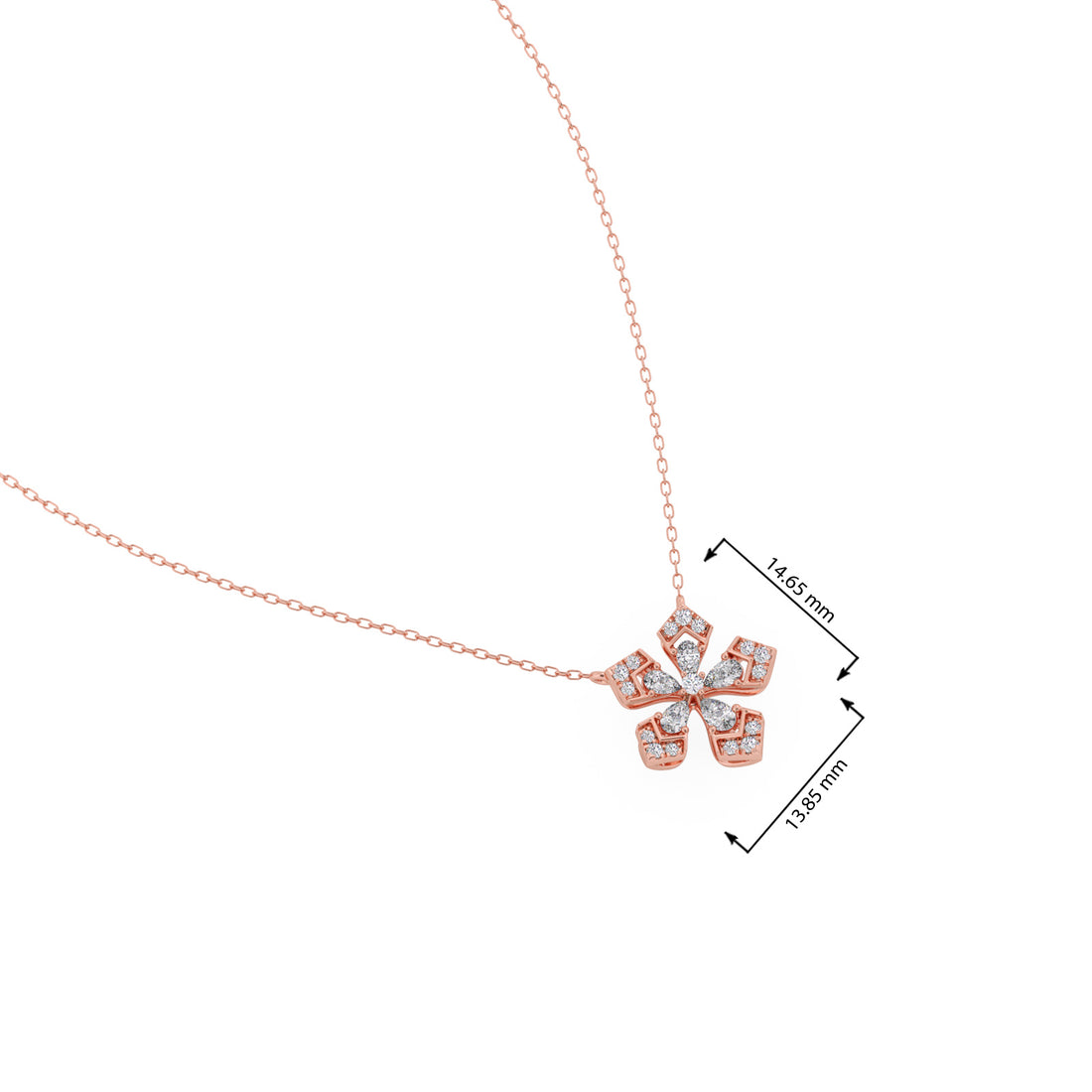 Serene Pear & Round Diamond Pendant Necklace