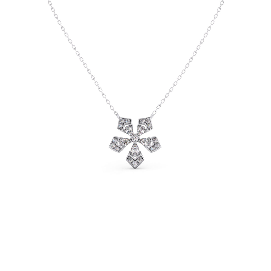 Serene Pear & Round Diamond Pendant Necklace