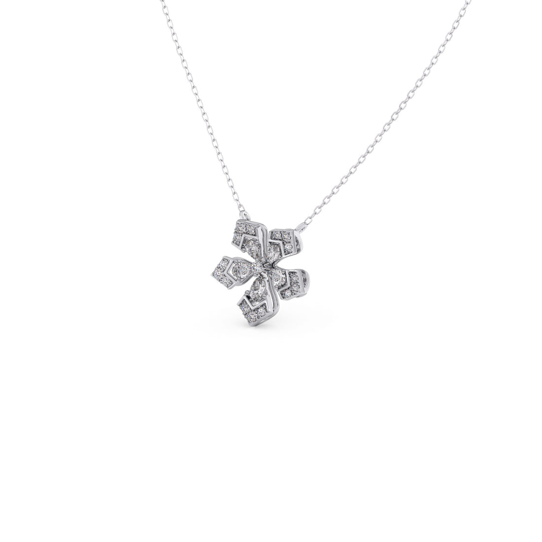 Serene Pear & Round Diamond Pendant Necklace