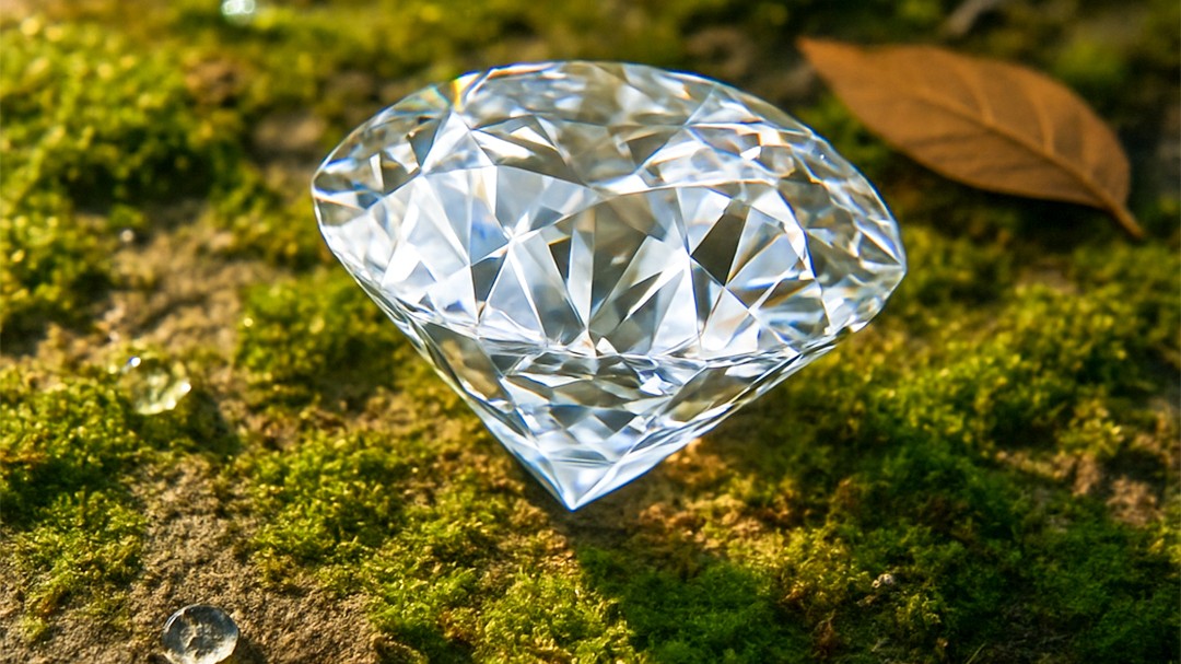 Diamond on a mossy surface