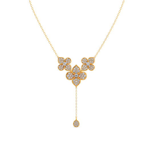 Cluster Diamond Flower Y-Necklace Cluster Diamond Flower Y-Necklace - Yellow