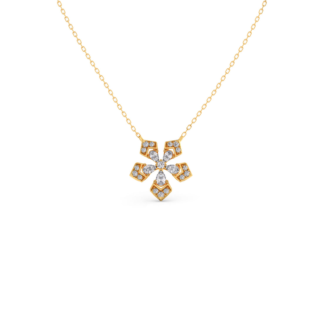 Serene Pear & Round Diamond Pendant Necklace